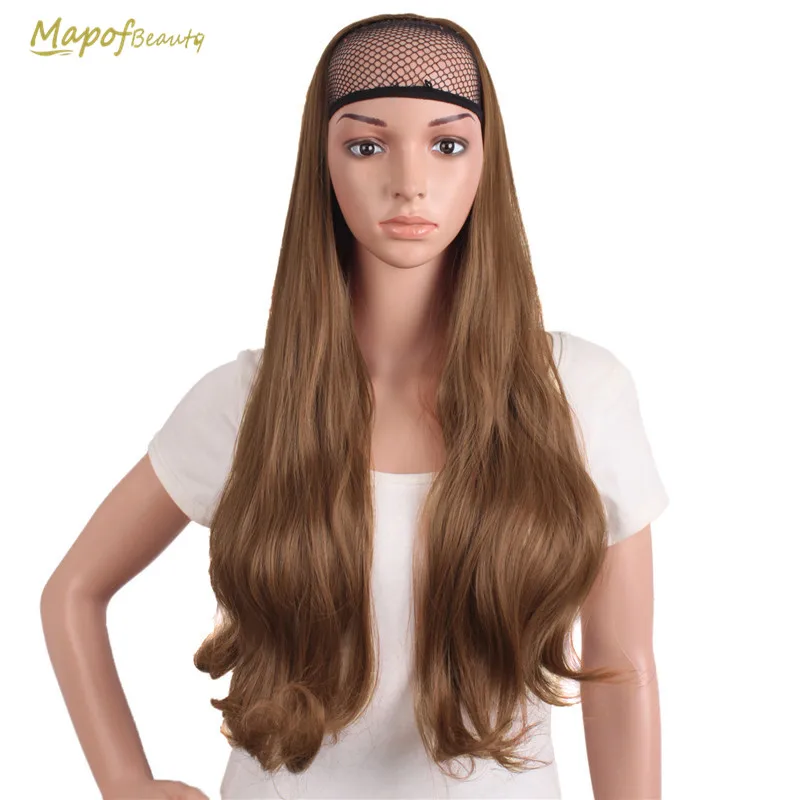MapofBeauty черный темный светильник коричневый 3/4 половинки париков длинный кудрявый