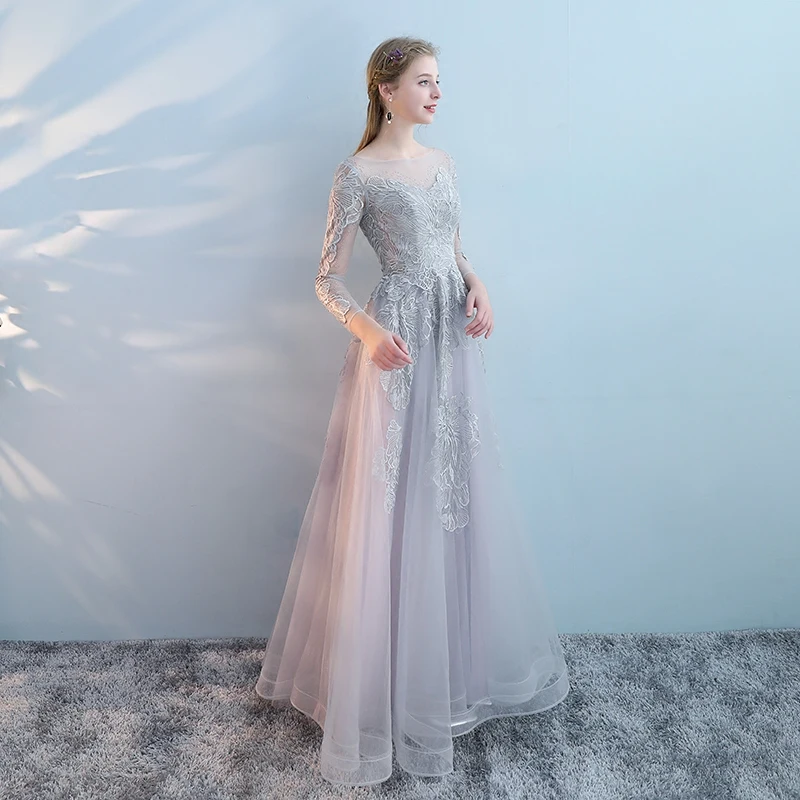 Vestido de festa серебряные кружевные вечерние платья 2019 Robe De Soiree трапециевидные с
