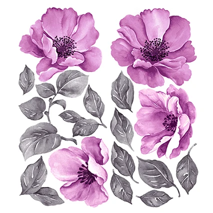 purple Фиолетовая Цветочная Наклейка на стену, акварельные обои, Фреска, декор для спальни, скандинавский Декор для дома, украшение для детской комнаты, картина - Цвет: purple