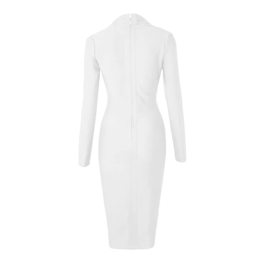 Новое сексуальное платье с длинным рукавом женское платье Глубокий V Bodycon Бандажное платье элегантное вечернее платье знаменитостей Vestidos