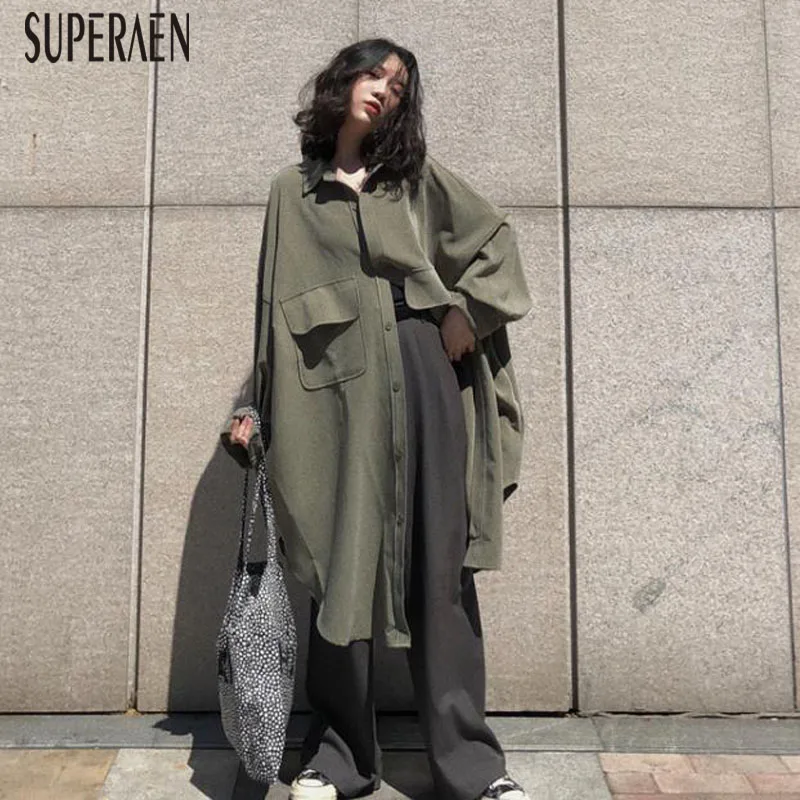 SuperAen, новинка, корейский стиль, пальто для женщин, Дикий хлопок, осень, Повседневная Женская ветровка, сплошной цвет, женская одежда