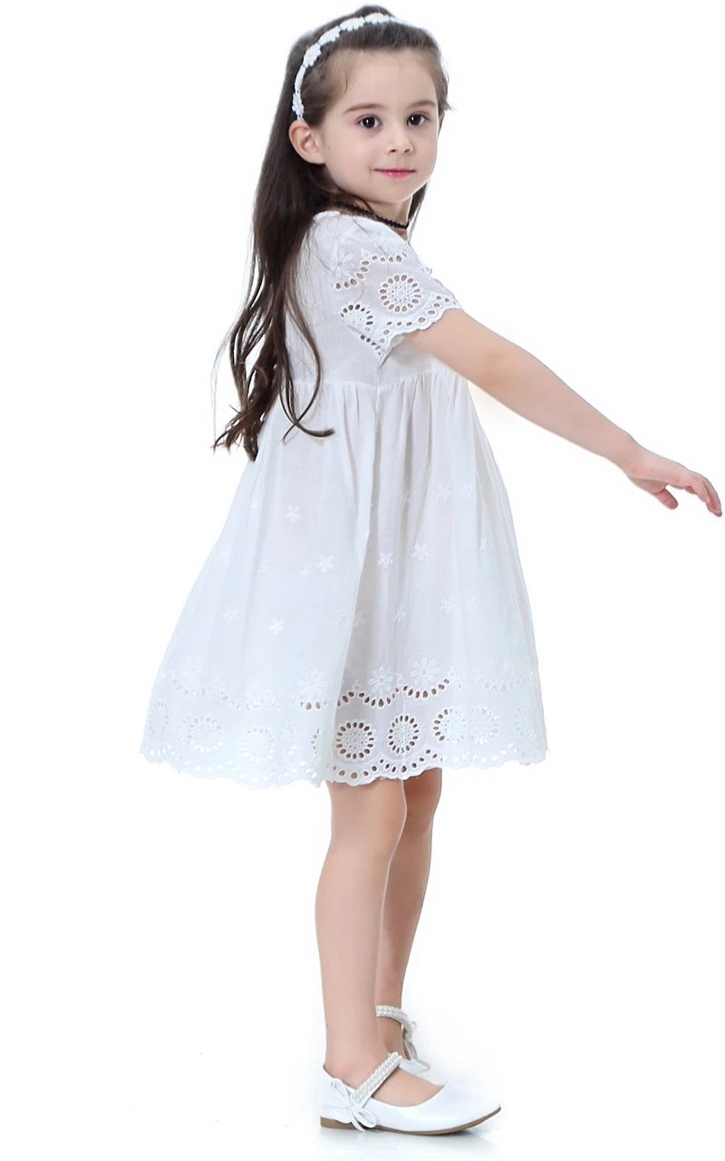 Платье для маленьких девочек 2020 Летнее цветочное белое хлопковое платье