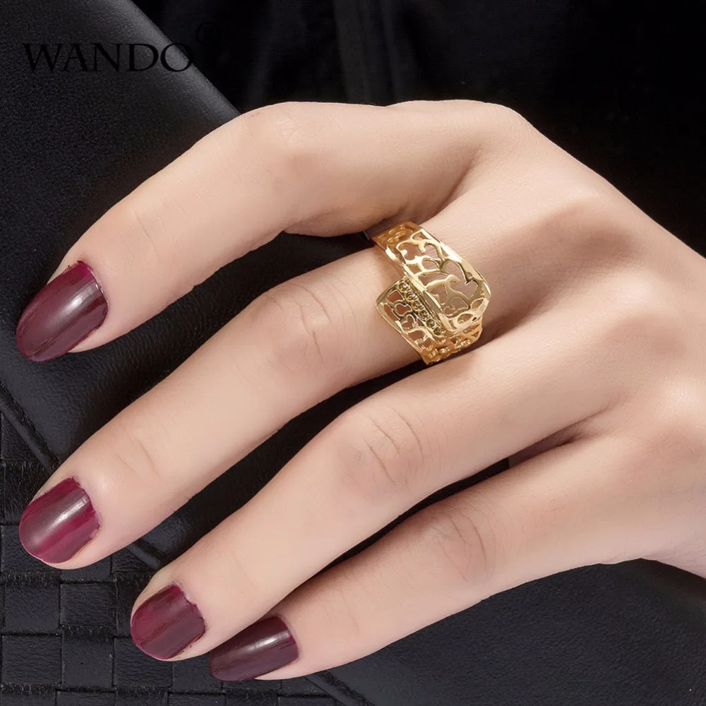Кольцо wando из Дубая золотого 24 к цвета мужское и женское кольцо на палец
