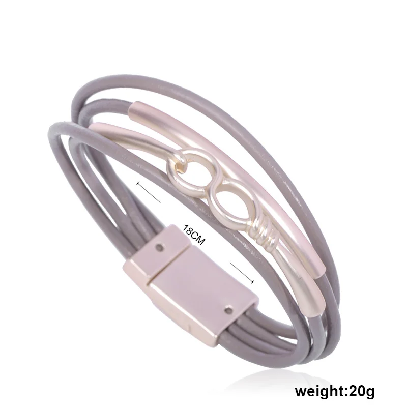 Браслеты Funmor женские кожаные многослойные повседневные украшения на запястье с