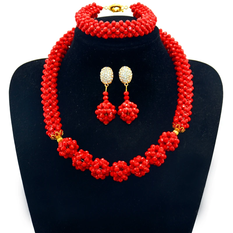 Нигерийское заявление ожерелье Свадебные африканские бусы ювелирный набор