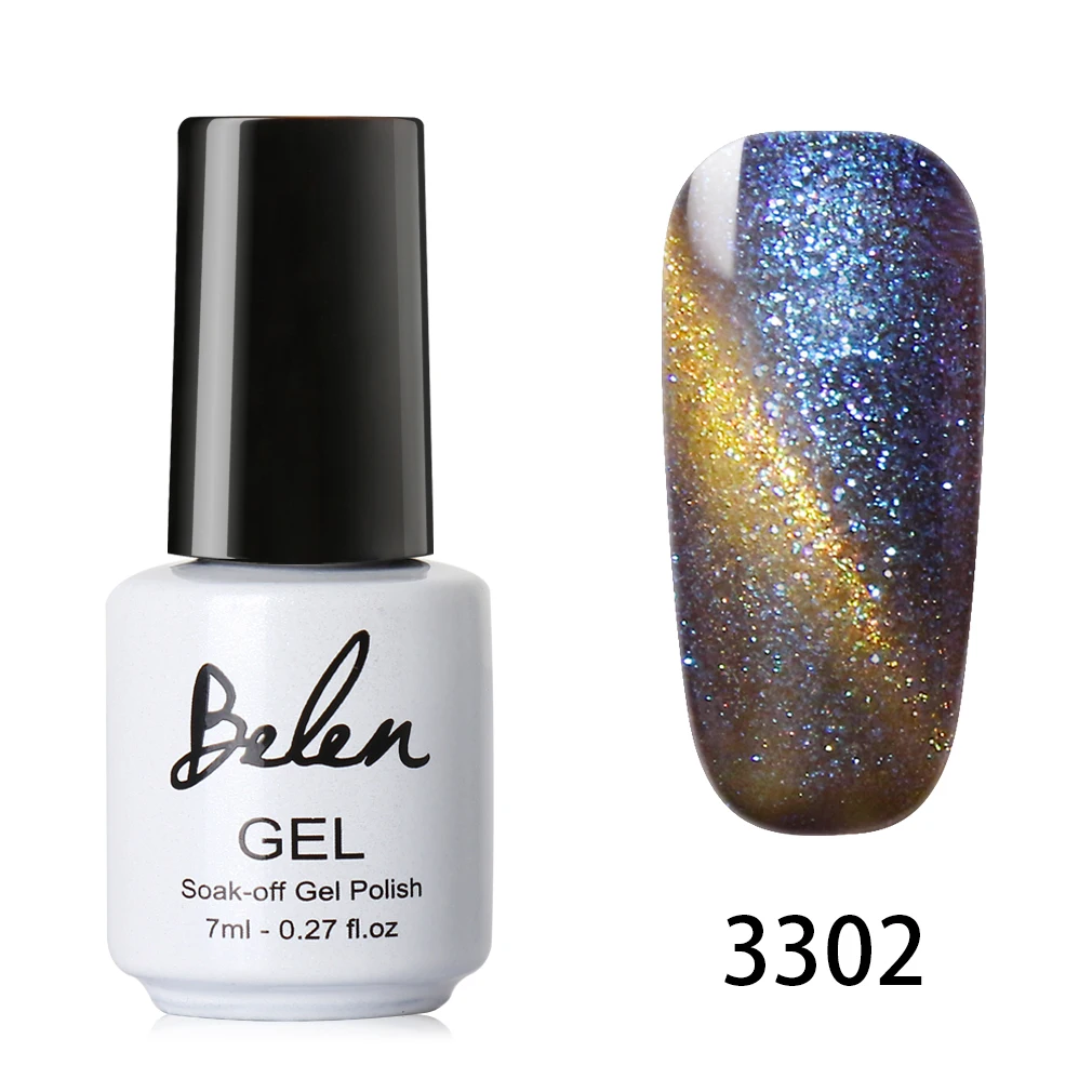 Belen кошачий глаз Серии Shell Jade Хамелеон Гель лак для ногтей Гибридный лак Lucky Lacquer Primer основа Топ 3D магнитный лак 7 мл - Цвет: Chameleon 002
