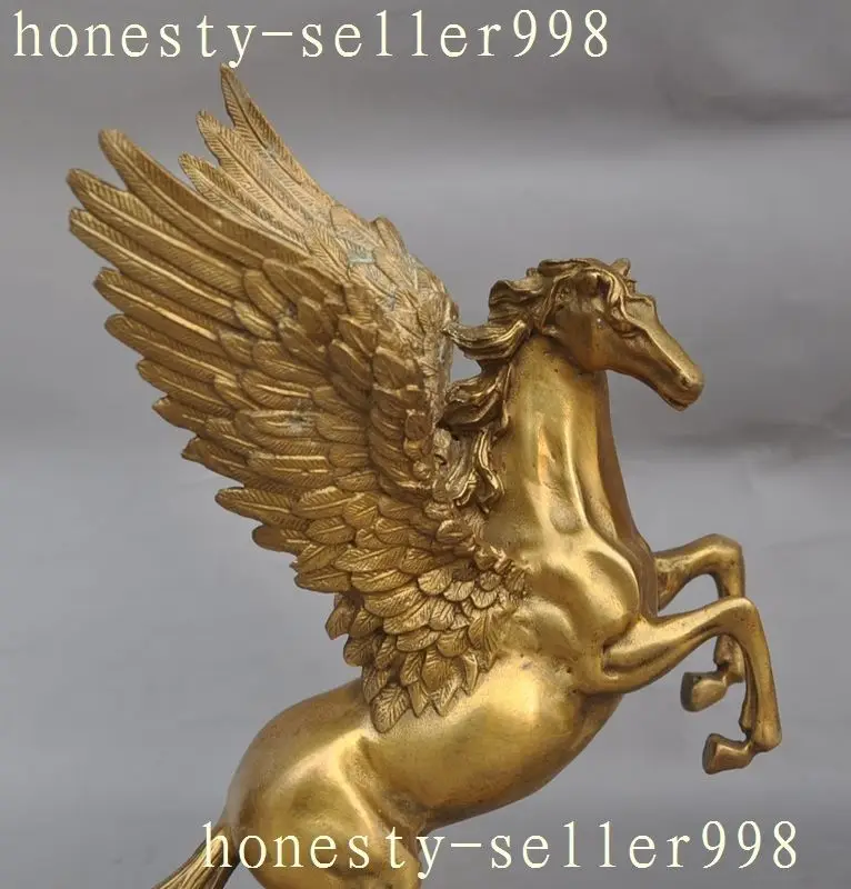 Chinese FengShui brass Wealth Fly Wings Horse steed Success Lucky Statue |