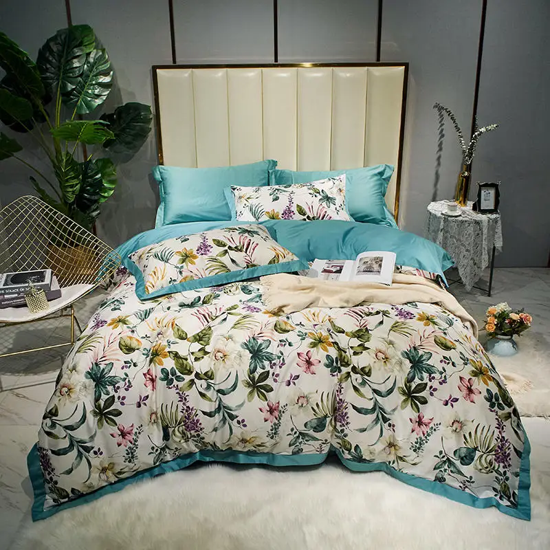 Набор пододеяльников с акварельными цветочными листьями постельные