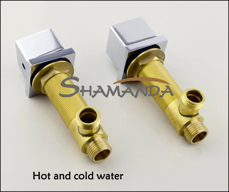 Free Shipping-Bathroom Solid Brass Chrome Finishing 5 Holes Square Bathtub Faucet Pieces Mixer-wholesale-2437 | Обустройство дома