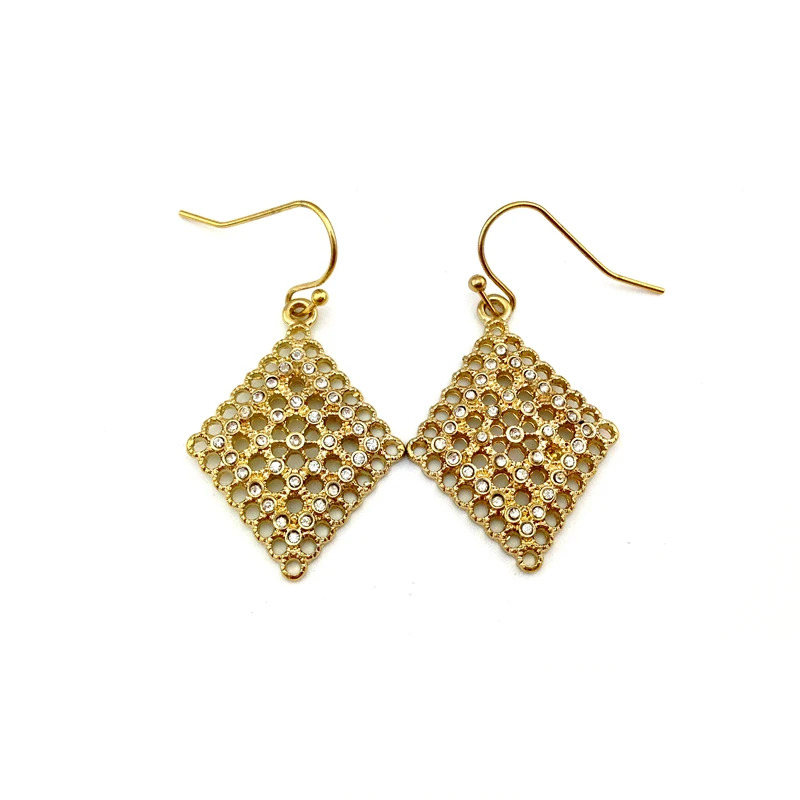 Ali Express Turkey Special Store Vintage Pending Antique Diamante Hollow Rhombic Elements Hanging Earring from India | Украшения и