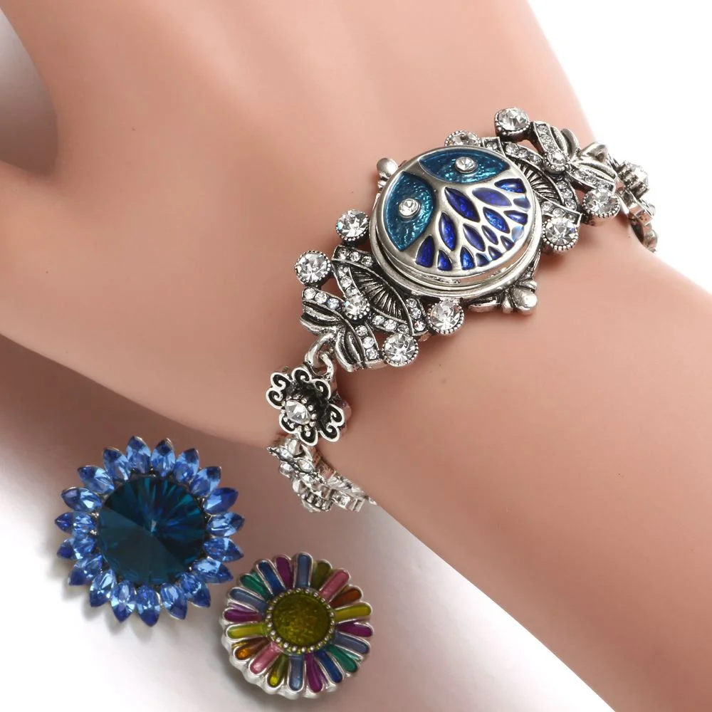 2017 новые бабочки Стразы Подвески кнопки для браслета браслет 18-20 мм подходят 18