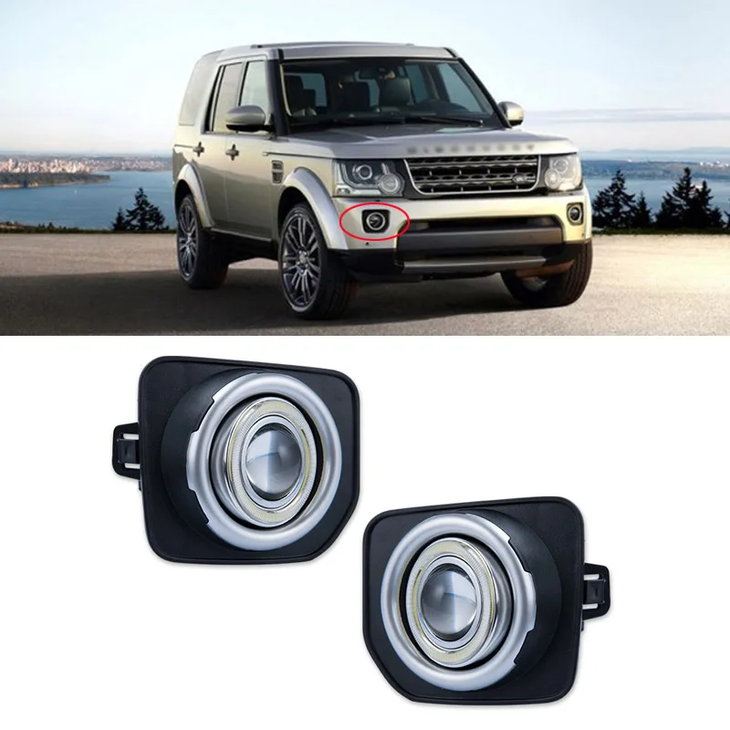 

LED COB Angel Eye Rings Front Projector Lens Fog Lights Assembled Lamp Bumper Replacement Cover Fit For Land Rover Discovery 4