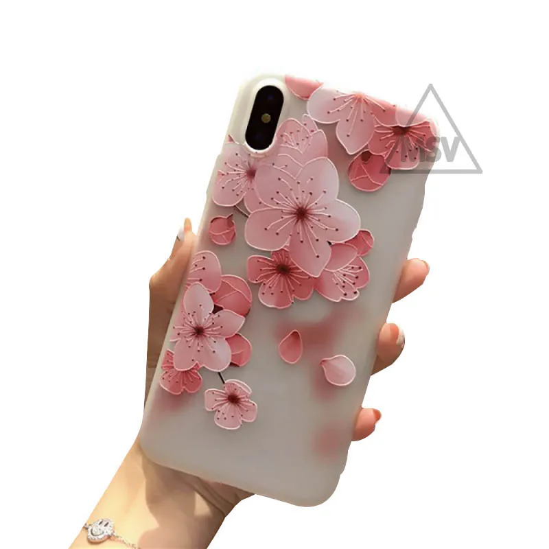 3D Flower Emboss Case For iPhone 7 6 6s 8 Plus for Patterned Soft Silicone TPU Cover X XS MAX XR |