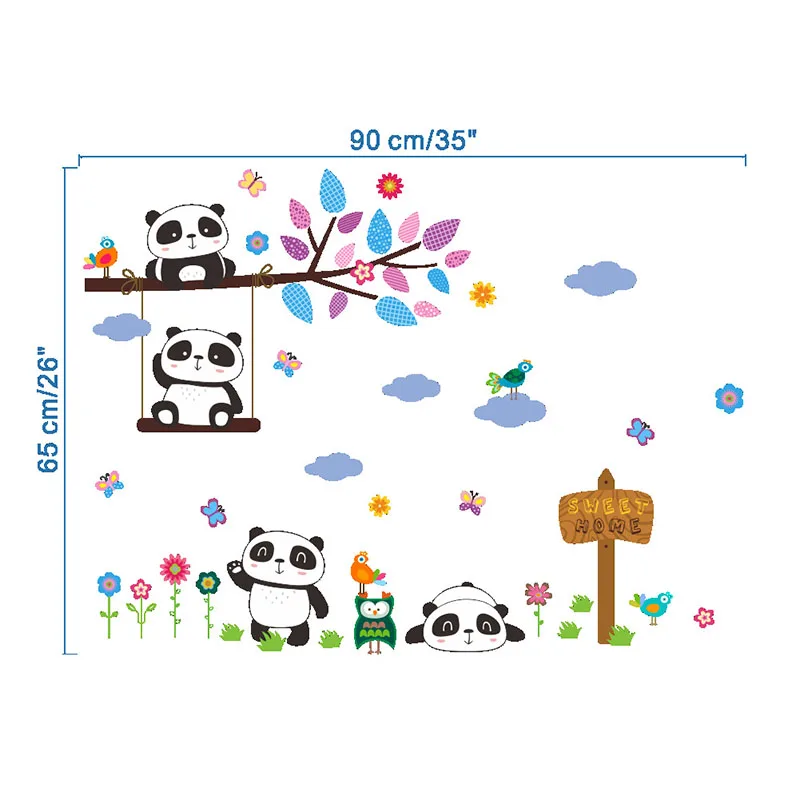 Милые панды настенные наклейки домашний декор гостиная детская комната