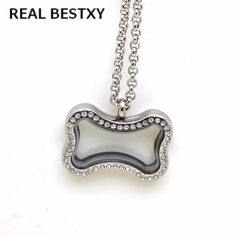 Настоящая Серебряная кость собаки BESTXY плавающий медальон ожерелье с цепочкой