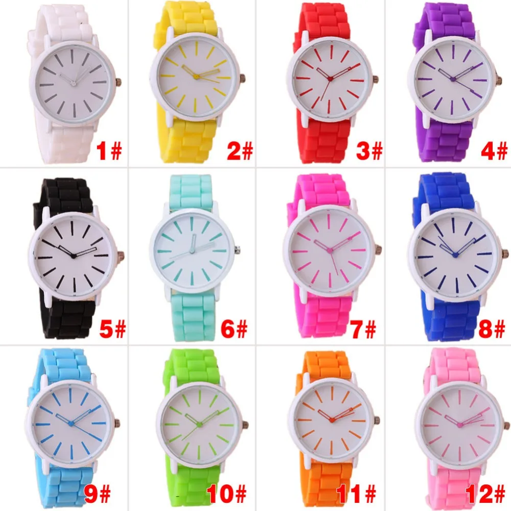 Женские наручные часы новые модные силиконовые карамельных цветов 12 кварцевые