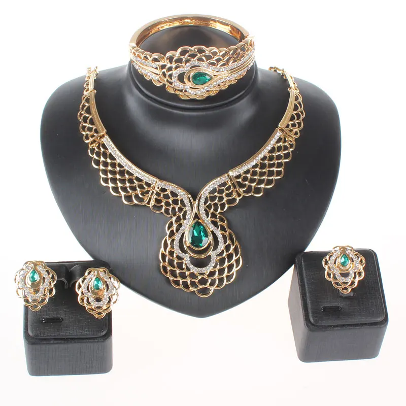 Модный женский золотой цвет красный зеленый драгоценный камень кристалл кулон