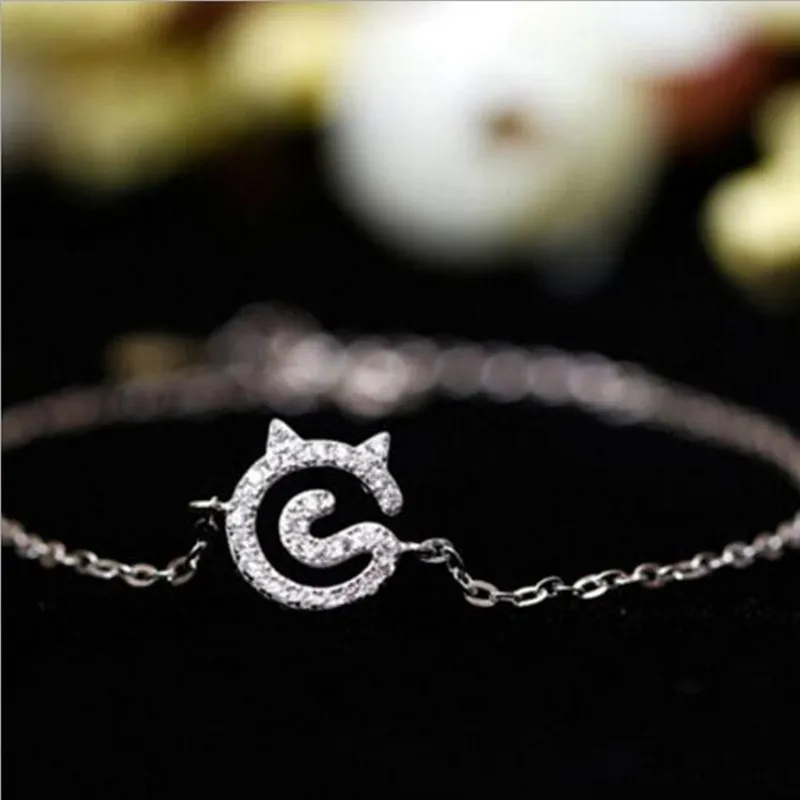 

Beautiful Atmosphere Silver Plated Jewelry Fashion Cute Cat Zircon Crystal Aesthetic Female Popular Bracelet SB32