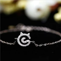 beautiful atmosphere silver plated jewelry fashion cute cat zircon crystal aesthetic female popular bracelet sb32