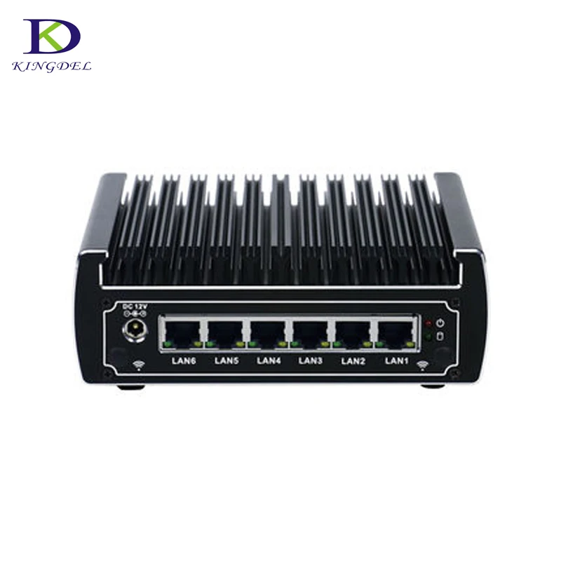 Мини-ПК 6 * LAN без вентилятора двухъядерный i3 7100U Nuc неттоп HTPC с HDMI 1 COM USB3.0 DDR4
