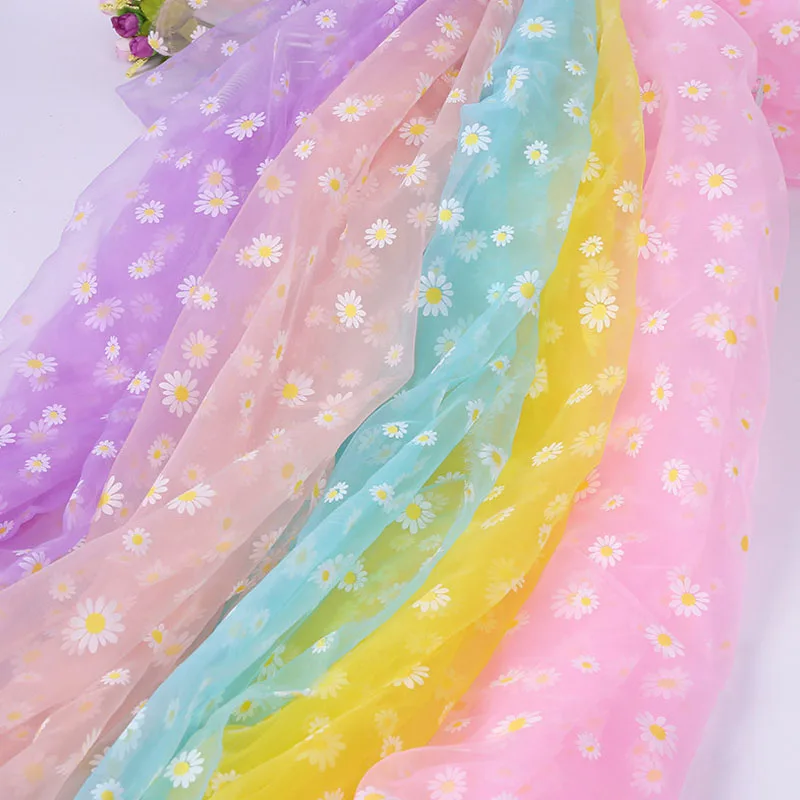 Цветочная органза ткань для поделок яркая тюль вышивка кружево платья юбки