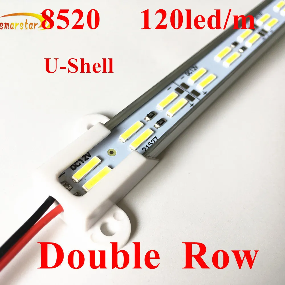 Smarstar 12 V 50 cm 60 LED 8520 жесткие светодиодные фонари бар U алюминиевый корпус канала 0 5 m