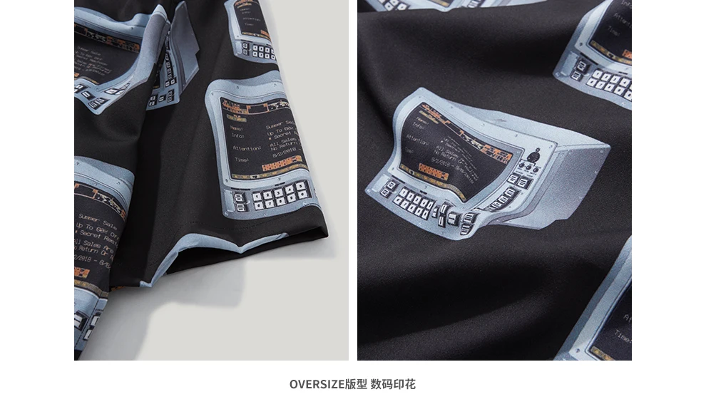 Oversize Винтаж рубашка 2019 уличная с принтом Мужская мода хип хоп Harajuku скейтборды