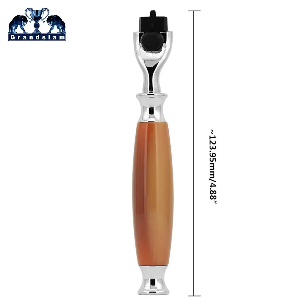 Only Brown Handle Grandslam Мужская Безопасная бритва, бритва с ручным картриджем, бритва с защитным лезвием, 3 слоя лезвий, бритва с полимерной ручкой, лучший подарок для мужчин - Цвет: Only Brown Handle