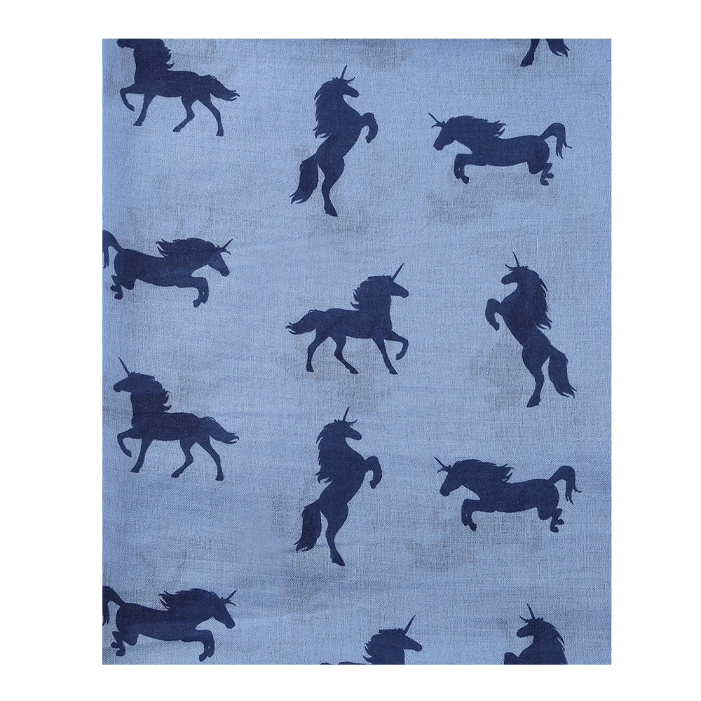 

FOXMOTHER New Women Unicorn Scarf Shawl Wrap Blue White Horse Animal Printed Beach Scarfs Ladies Gifts Fashion 2019