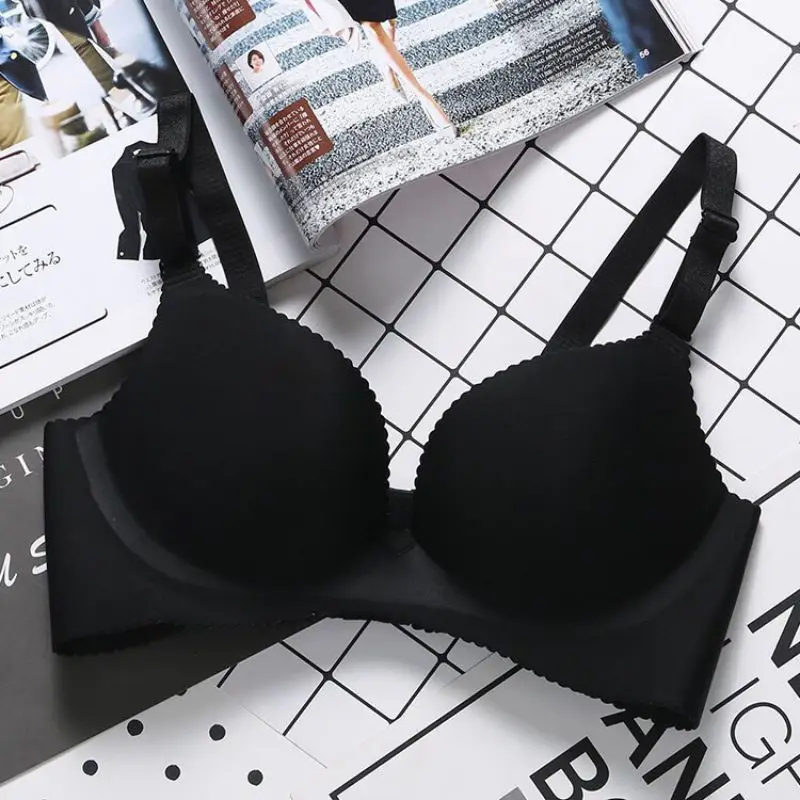 

Seamless One-piece Wire Free Smooth 3/4 Cups Bra For Women Push Up Adjustable Strap Solid Color Underwear Sexy Bra