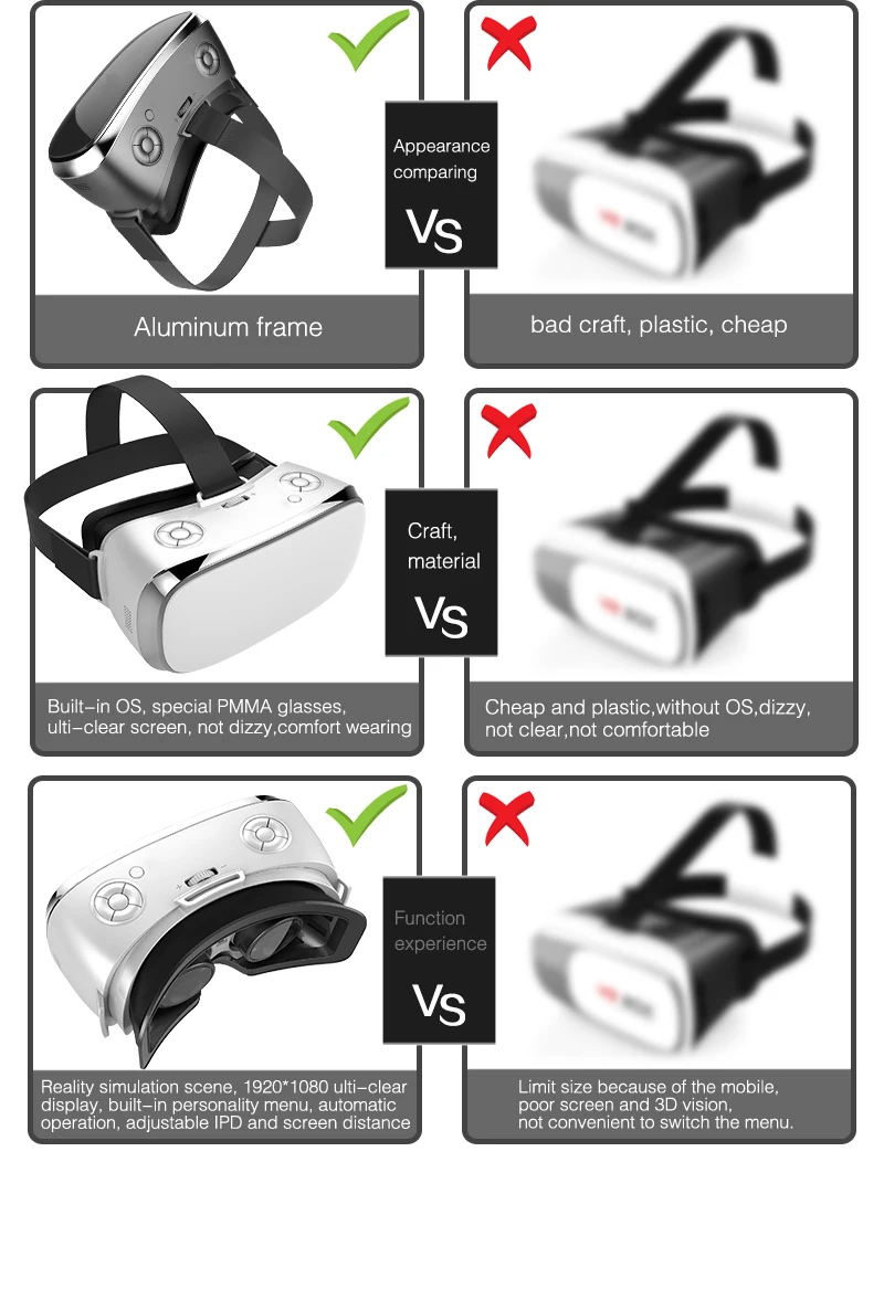 Новые V3H VR очки все в одном Виртуальная реальность 5,5 дюймов 2K дисплей 3 ГБ/16 ГБ действия S900 четырехъядерный 1,7 ГГц Wifi 4000 мАч VR очки