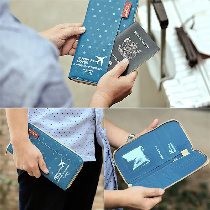 

Men Women Travel Passport Holder Organizer ID Card Bag Passport Wallet Case Document Pouch Protective Sleeve Wrist Strap PC0062