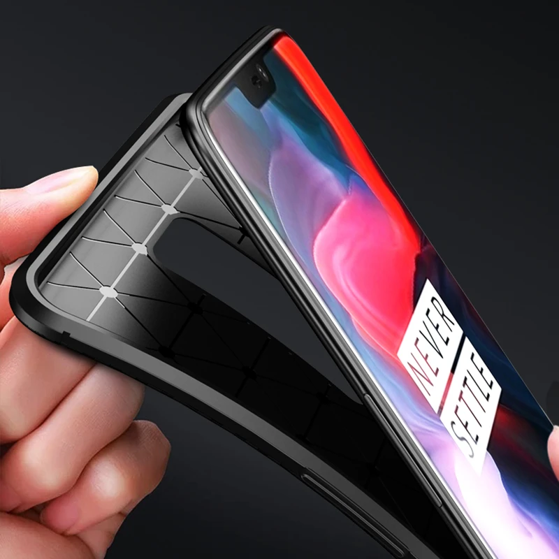 Чехол из углеродного волокна для Oneplus 6 A6000 тонкий прочный противоударный мягкий