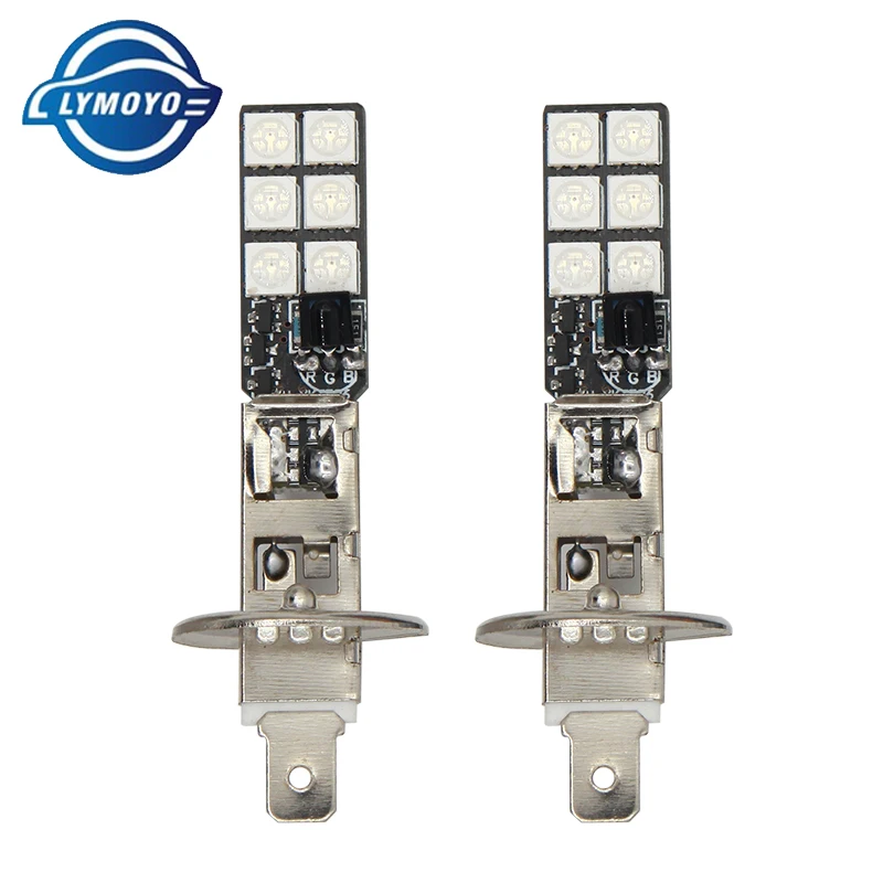2 шт. h1 h3 светодиодные RGB фары H1 H3 светодиодный led 12SMD рулевые фонари