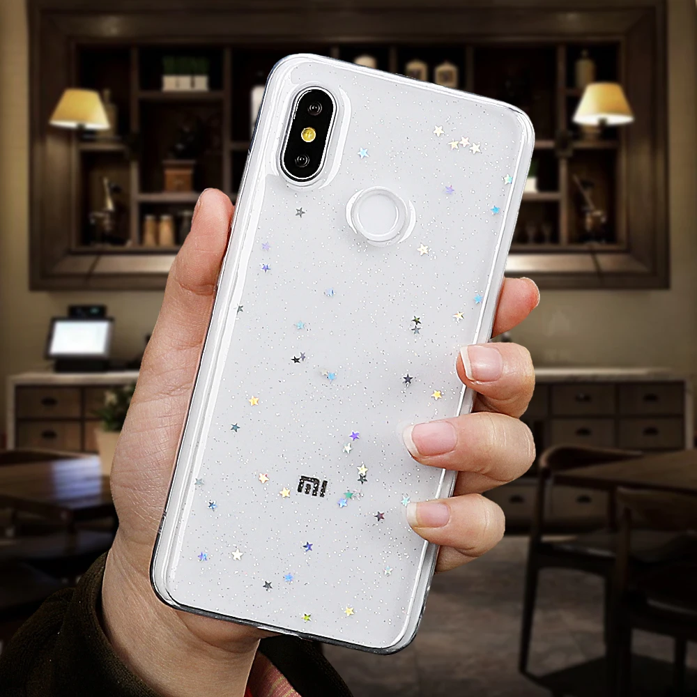 Чехол для телефона SUYACS для Xiaomi 8, SE, Redmi 5 Pro, 5 Plus, 6 Pro, 7, CC9 Pro, блестящая Прозрачная мягкая задняя крышка из ТПУ для телефона, в подарок