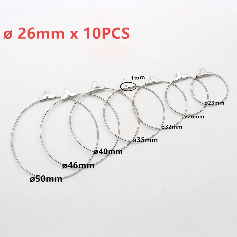 10pcs Stainless Steel Ear Wire Earring Hooks Hoop Connector Diy Earrings Accessories Dangle Charms Jewelry Making - Цвет: 25mm Round