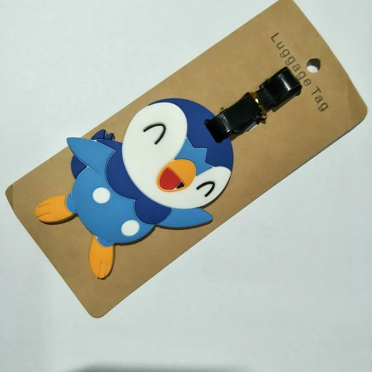 Anime Pokemon Gengar Pikachu PVC key chain Piplup Charmander Squirtle cute funny soft rubber luggage tag boarding pass bag tags - Цвет: 10