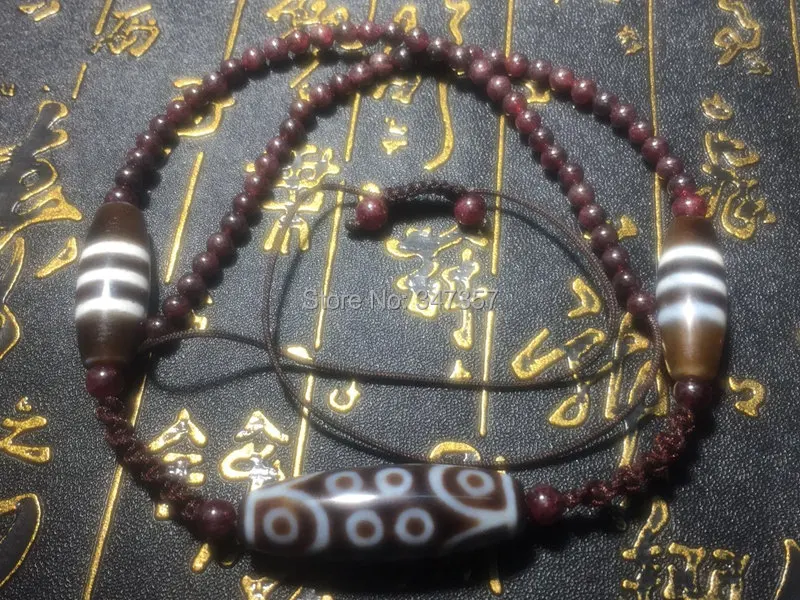 Новый Тибет Агат Дзы 18 глаз 3 линия шарик гранат Бусы вязаные MS ключицы цепи