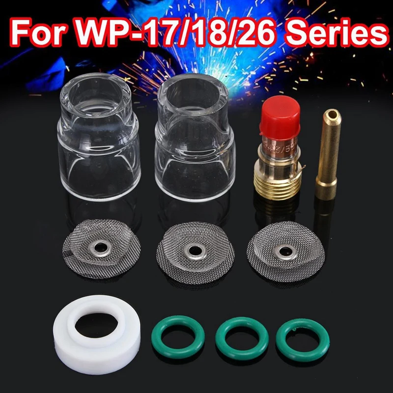 11Pcs Tig Welding Torch Stubby Gas Lens Pyrex Cup Accessories Kit Tools For Wp-17/18/26 Torches 3/32 Inch Wor | Инструменты