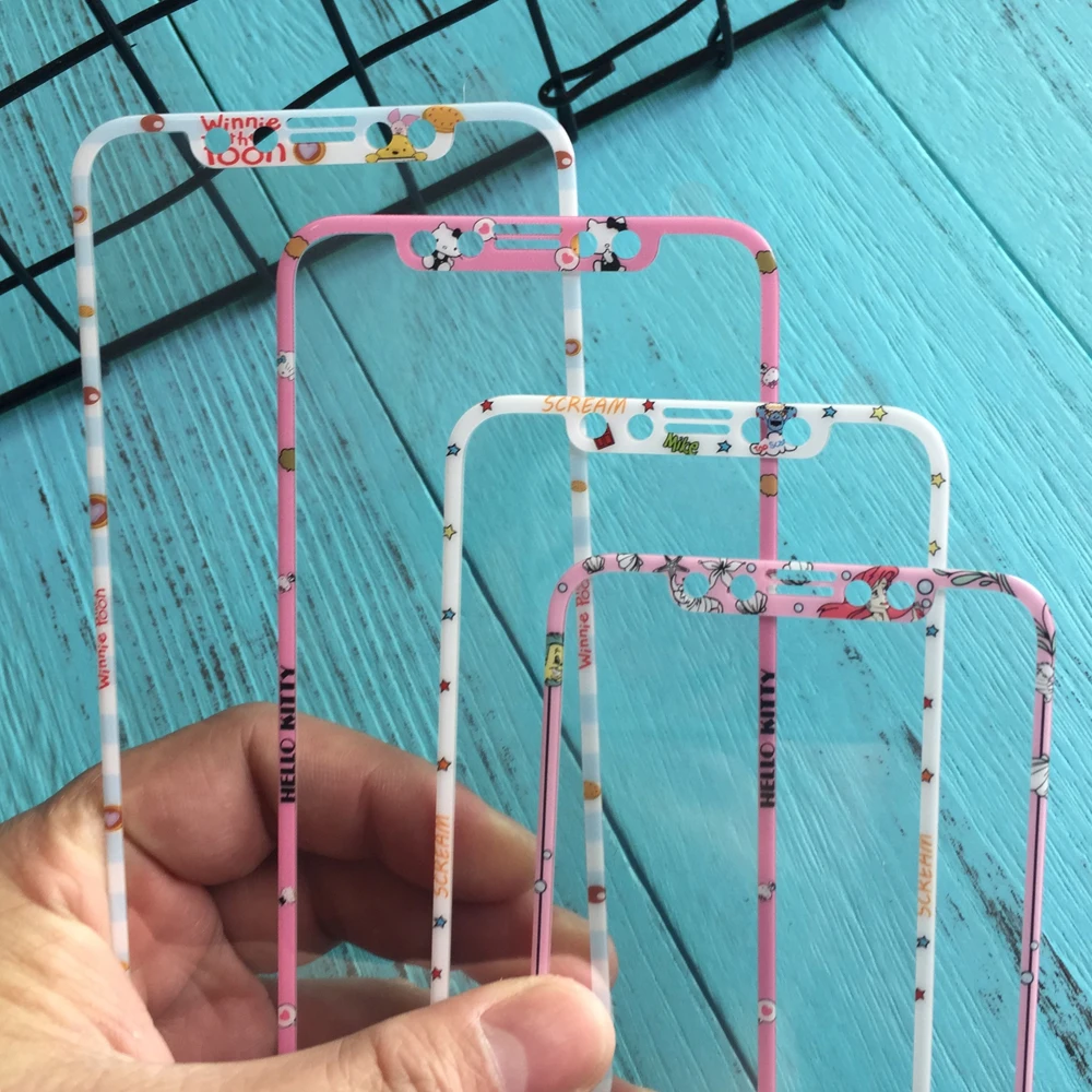Мультфильм Закаленное стекло протектор экрана для iPhone X XS 3D изогнутый край Полное покрытие мышь Кошка Китти Принцесса Милая стеклянная пленка SJ19