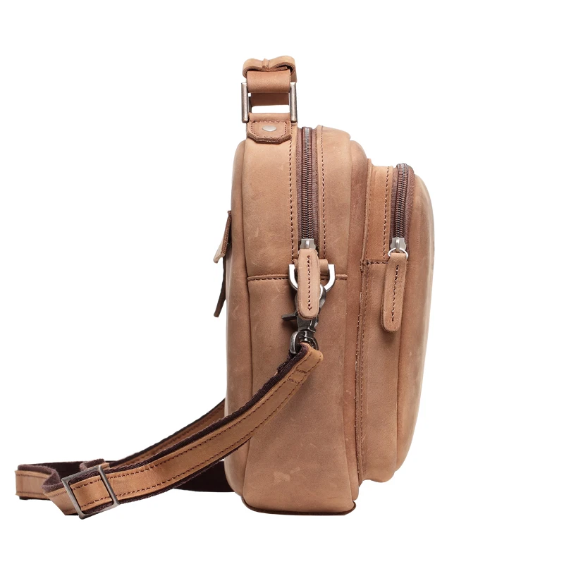 MS Европейский Стиль Мужская винтажная сумка-мессенджер из кожи Crazy Horse на молнии