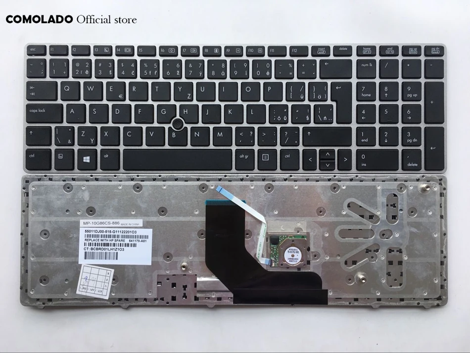 CZ Чешская клавиатура для HP EliteBook 8560p ProBook 6560b 6565b черная с серебряной рамкой
