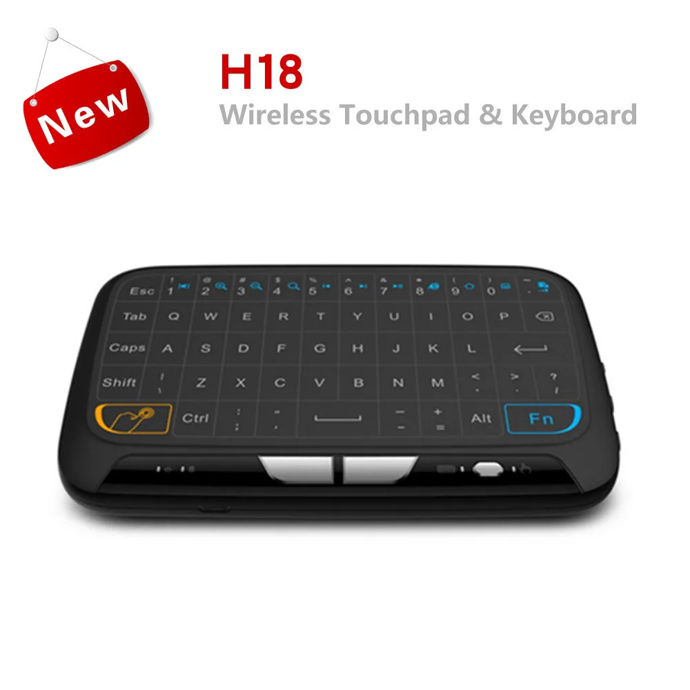H18 Black H18+ мини 2,4 ГГц Беспроводная клавиатура Полная сенсорная панель с подсветкой Клавиатура с большой сенсорной панелью пульт дистанционного управления для Smart tv Android tv - Цвет: H18 Black