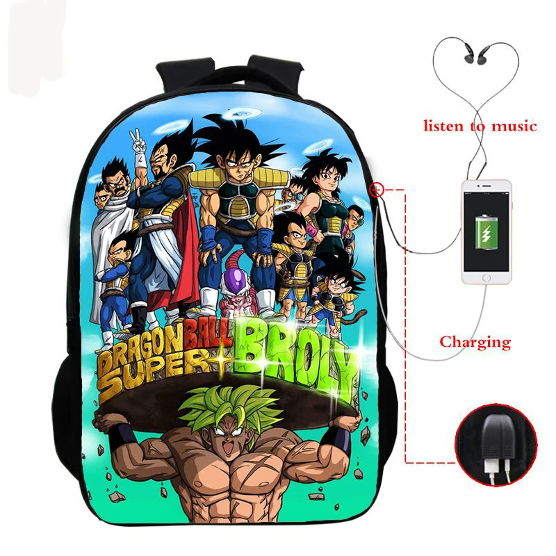 Аниме-рюкзаки DRAGON BALL Супер школьный рюкзак для мальчиков и девочек GOKU школьная сумка для детей рюкзак зарядка через Usb рюкзаки - Цвет: women backpack