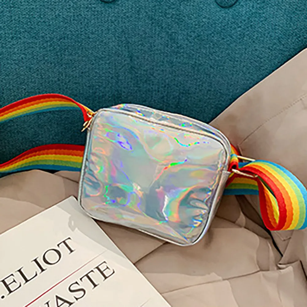 Детская голографическая сумка через плечо маленькие сумки на с блестками для