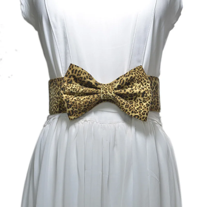 Женский винтажный пояс SISHION широкий эластичный из замши с леопардовым принтом