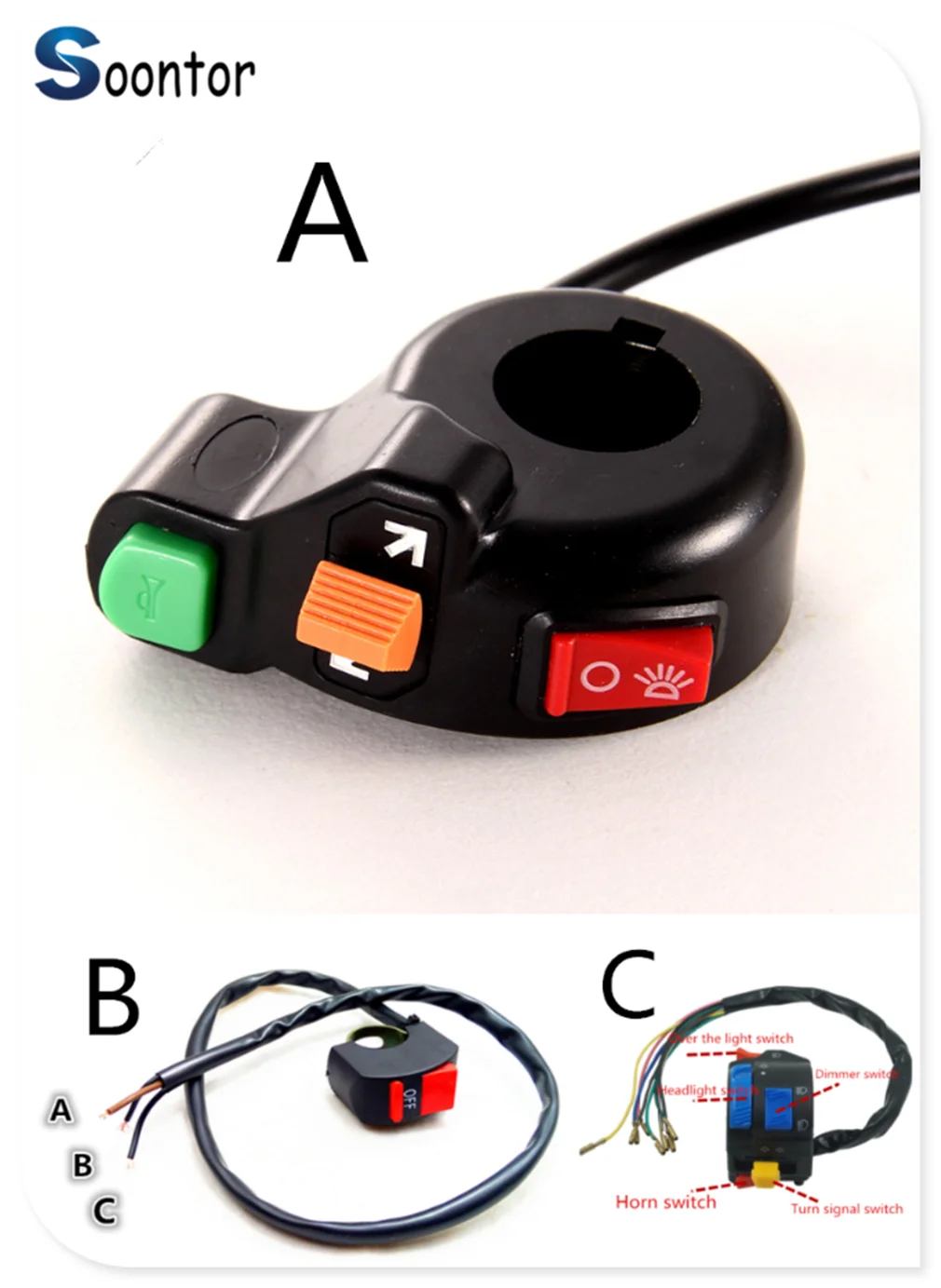 Переключатель Рог поворотники On/Off светильник 12V мотоцикл niversal Обувь для езды на