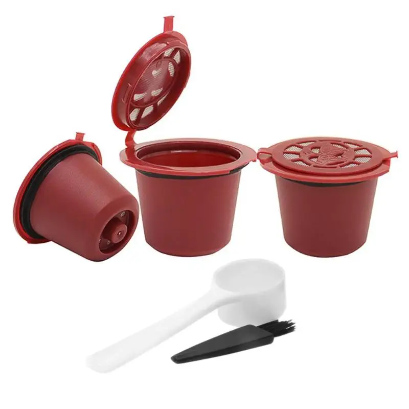 1/3 шт многоразовые Многоразовые капсулы для кофе Nespresso с 1 шт пластиковая ложка Фильтр Pod для оригинальных фильтров линии - Цвет: a set