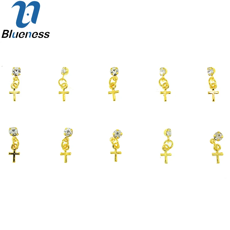 10 шт./лот 3D Классический крест кулон дизайн Стразы для маникюра горный хрусталь
