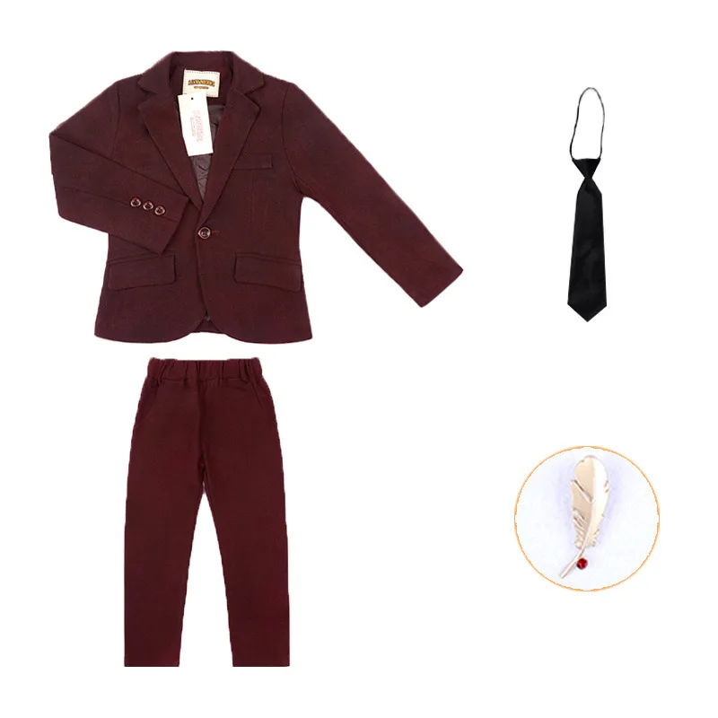 WINE Red 2Pcs Костюмы для мальчиков на свадьбу; костюмы на выпускной; платье для свадьбы; детский праздничный костюм tuexdo для хора; праздничный костюм для девочек; костюм для фортепиано и церемонии - Цвет: WINE Red 2Pcs